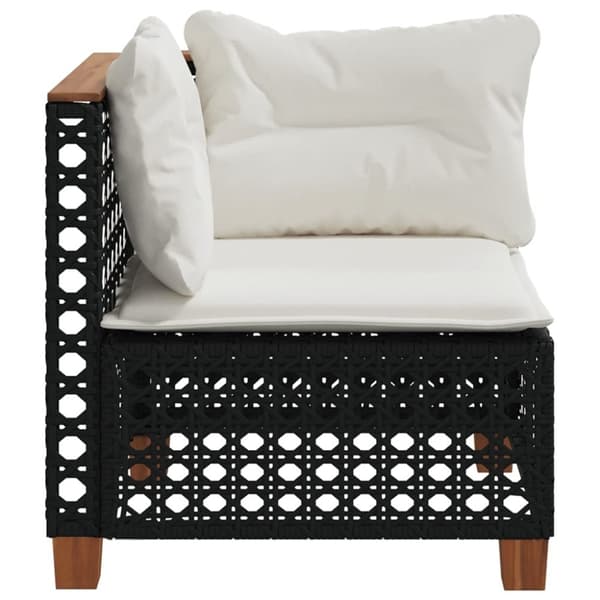 vidaXL hjørnemodul til havesofa med hynder polyrattan sort
