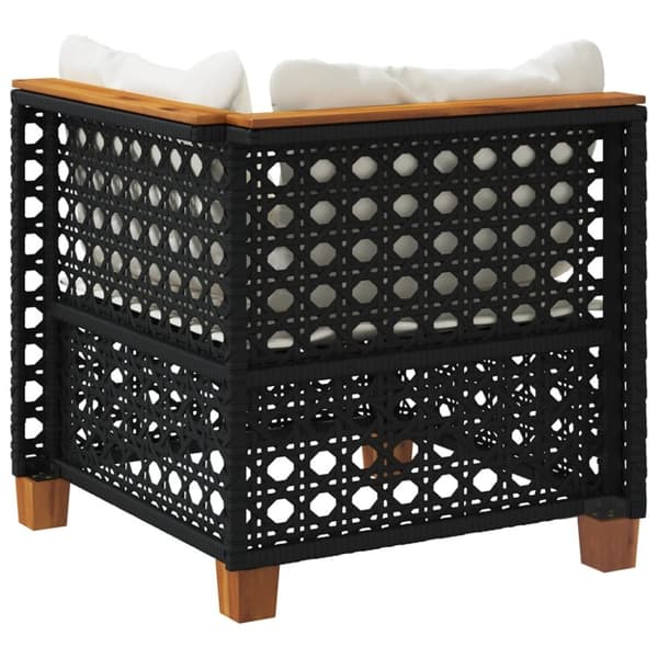 vidaXL hjørnemodul til havesofa med hynder polyrattan sort