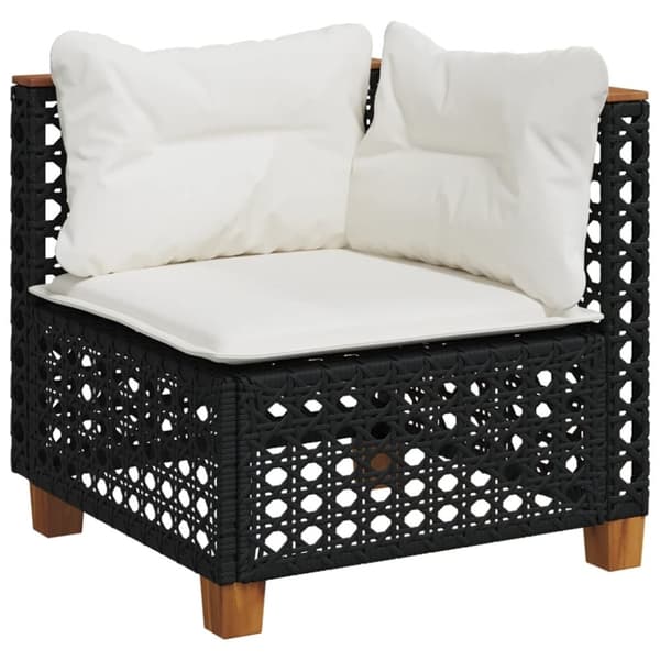 vidaXL hjørnemodul til havesofa med hynder polyrattan sort