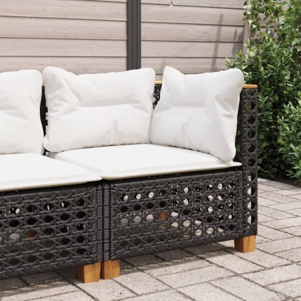 vidaXL hjørnemodul til havesofa med hynder polyrattan sort
