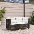 Miniatyrbillede 3 af 9: vidaXL hjørnemoduler til havesofa 2 stk. med hynder polyrattan sort