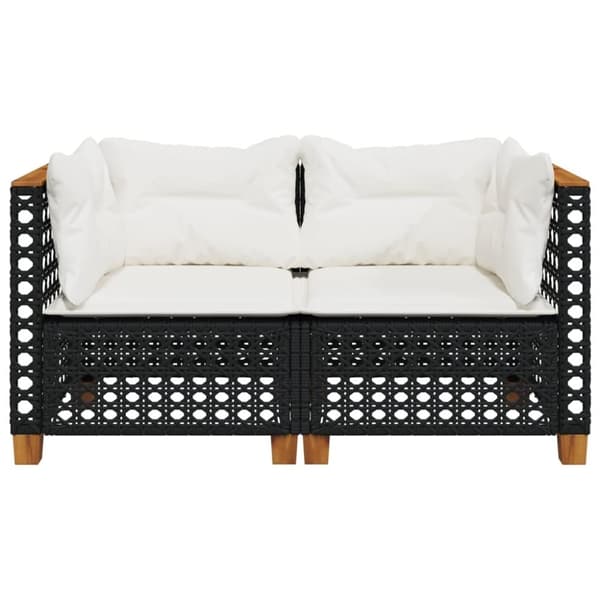 vidaXL hjørnemoduler til havesofa 2 stk. med hynder polyrattan sort