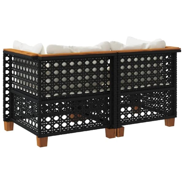 vidaXL hjørnemoduler til havesofa 2 stk. med hynder polyrattan sort