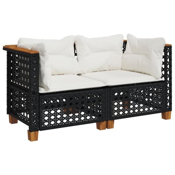 vidaXL hjørnemoduler til havesofa 2 stk. med hynder polyrattan sort