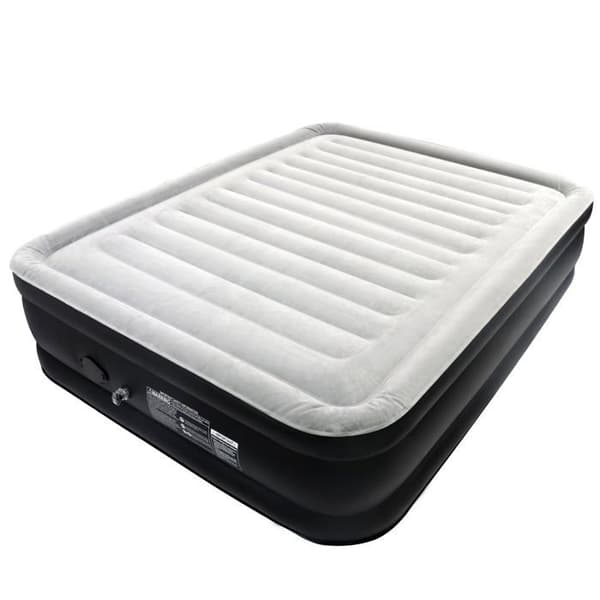 Uppblåsbar madrass 195x152x46cm PVC Luftsäng för 2 personer Självuppblåsande luftmadrass + Elektrisk pump för camping