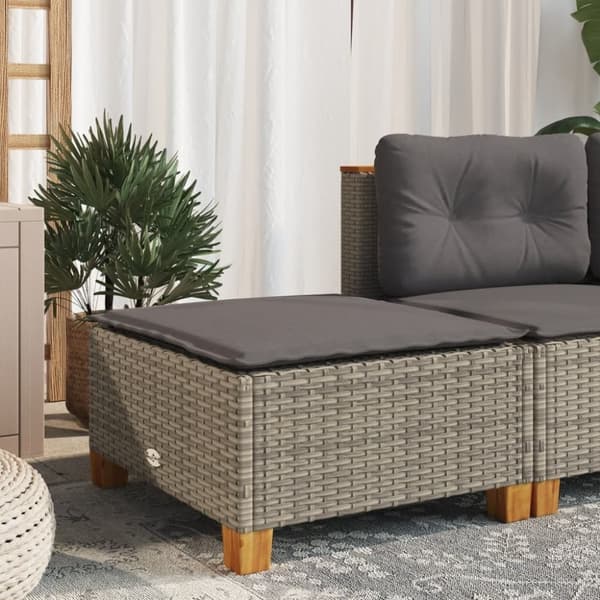vidaXL haveskammel med hynde 63,5x56x32 cm polyrattan grå