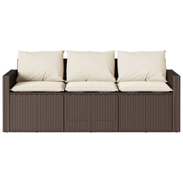 vidaXL Hagesofa med puter 3-seters brun polyrotting