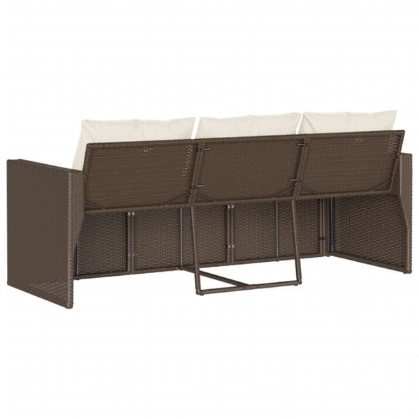 vidaXL Hagesofa med puter 3-seters brun polyrotting
