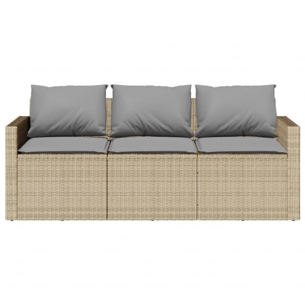 vidaXL 3-personers havesofa med hynder polyrattan beige