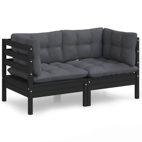 vidaXL 2-personers havesofa med antracitgrå hynder massivt fyrretræ - Udendørs sofaer