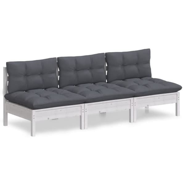 vidaXL 3-personers havesofa med antracitgrå hynder massivt fyrretræ -  Udendørs sofaer
