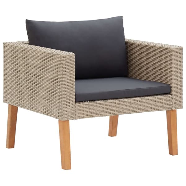 vidaXL Trädgårdsfåtölj med dynor konstrotting beige - Utesoffor