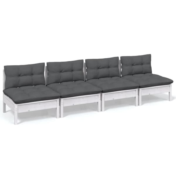 vidaXL 4-personers havesofa med antracitgrå hynder massivt fyrretræ -  Udendørs sofaer