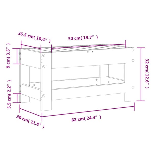 vidaXL Ulkorahi 62x30x32 cm täysi douglas kuusi -  Puutarhasohvat
