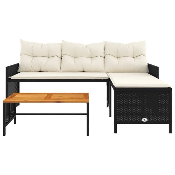 vidaXL havesofa med bord og hynder L-formet polyrattan sort -  Udendørs sofaer