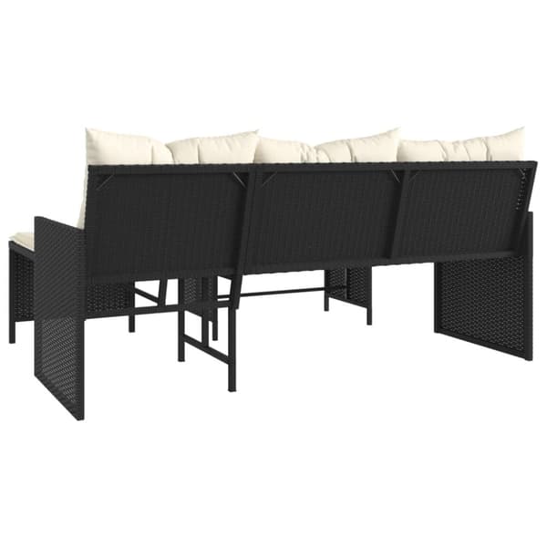 vidaXL havesofa med bord og hynder L-formet polyrattan sort -  Udendørs sofaer
