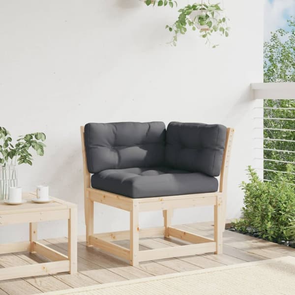 vidaXL Puutarhasohvan kulmapala tyynyillä 73x73x78 cm täysi mänty - Puutarhasohvat