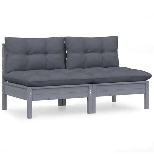 The Living Store Trädgårdssoffa 2-sits med antracit dynor massiv furu - Utesoffor