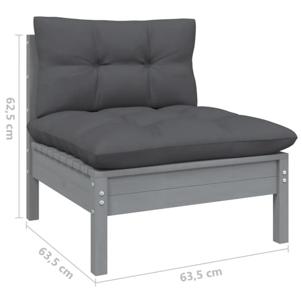 The Living Store Trädgårdssoffa 2-sits med antracit dynor massiv furu - Utesoffor