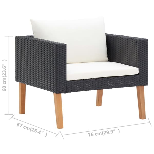 The Living Store Trädgårdsfåtölj med dynor konstrotting svart - Utesoffor