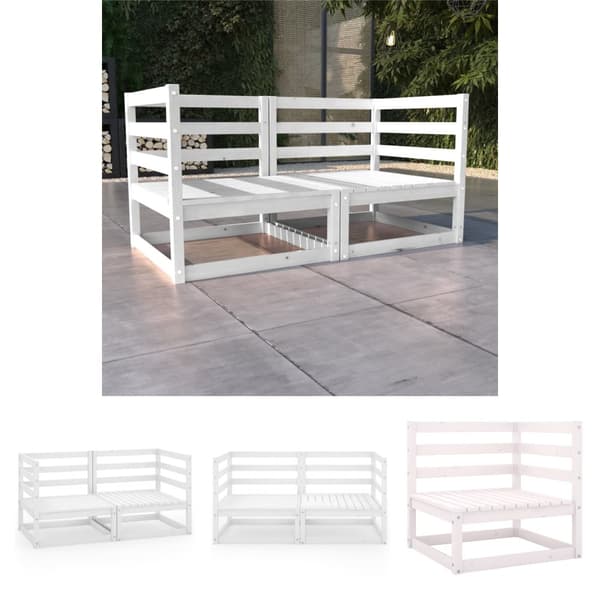 The Living Store 2-personers havesofa massivt fyrretræ hvid -  Udendørs sofaer