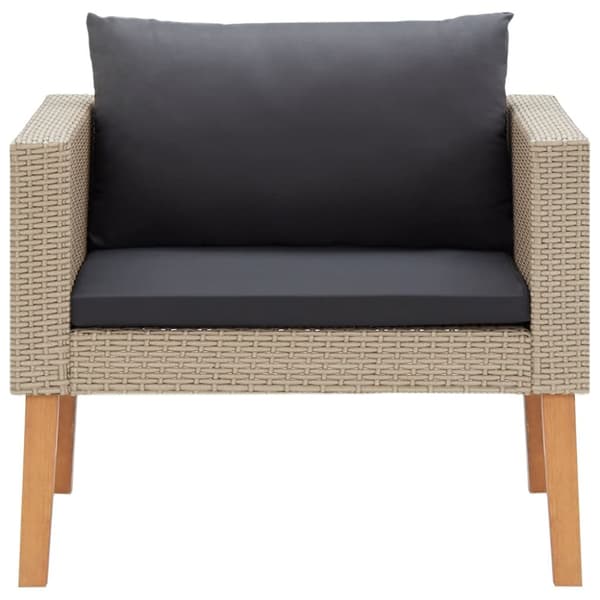 The Living Store Trädgårdsfåtölj med dynor konstrotting beige - Utesoffor