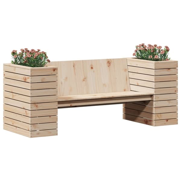 The Living Store bænk med plantekasser 167,5x60x65 cm massivt fyrretræ -  Udendørs sofaer