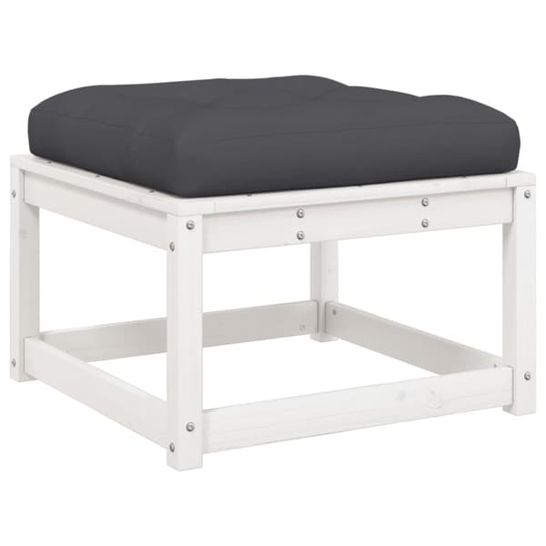 The Living Store haveskammel med hynde massivt fyrretræ hvid -  Udendørs sofaer