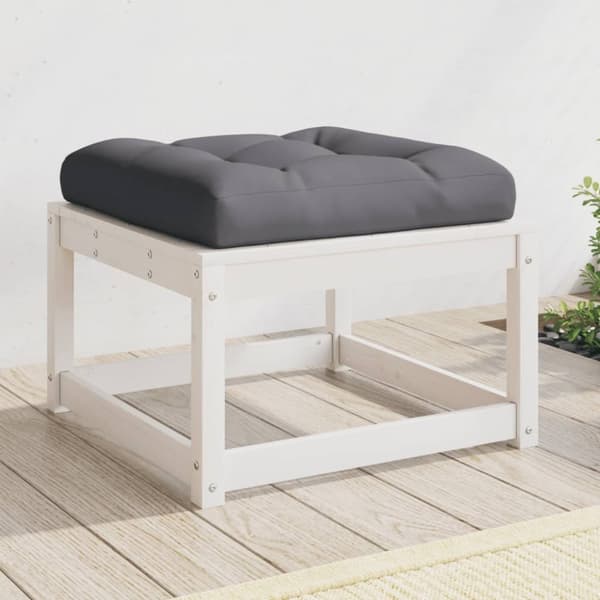 The Living Store haveskammel med hynde massivt fyrretræ hvid -  Udendørs sofaer
