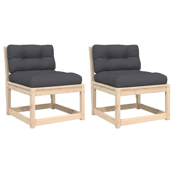 The Living Store sofamoduler til haven 2 stk. med hynder massivt fyrretræ -  Udendørs sofaer