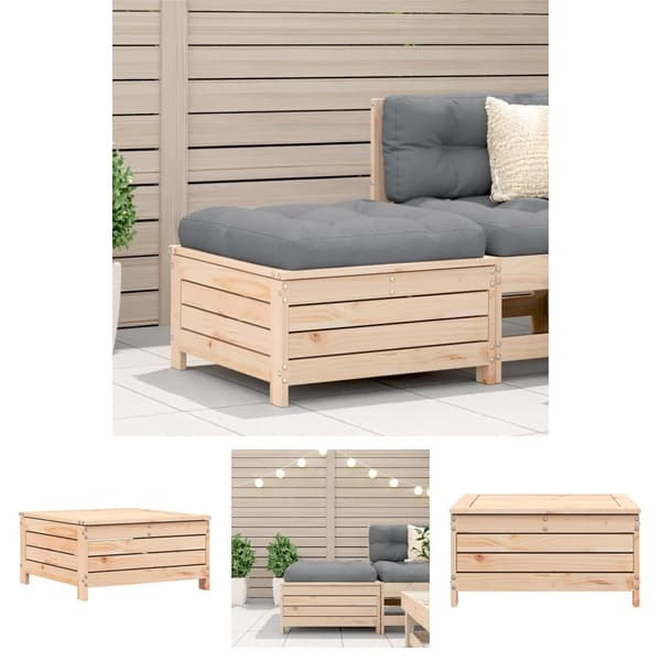 The Living Store Fotpall med dyna för trädgården massiv furu -  Utesoffor