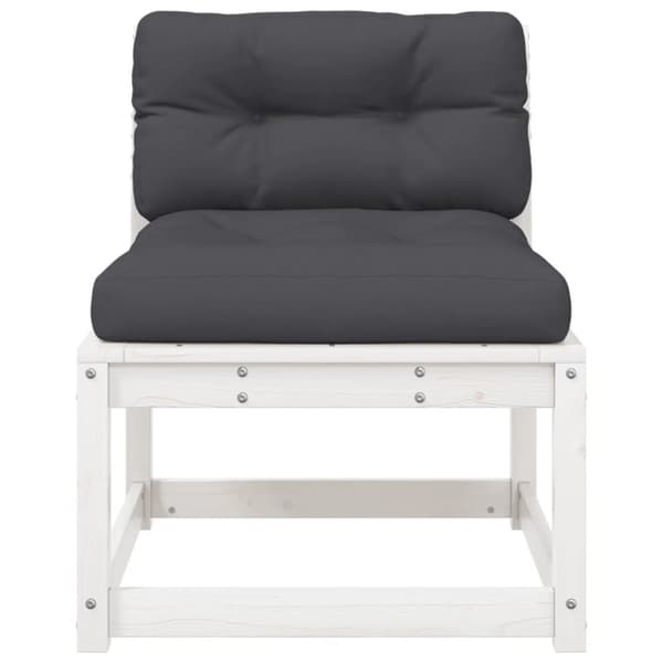 The Living Store Trädgårdsfåtöljer med dynor 2 st vit massiv furu -  Utesoffor