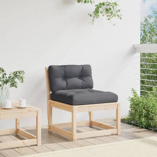 The Living Store sofamodul til haven med hynder massivt fyrretræ - Udendørs sofaer