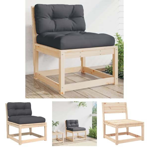The Living Store sofamodul til haven med hynder massivt fyrretræ - Udendørs sofaer