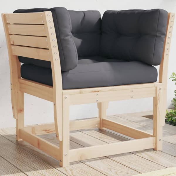 The Living Store Trädgårdssoffa med armstöd och dynor massiv furu - Utesoffor
