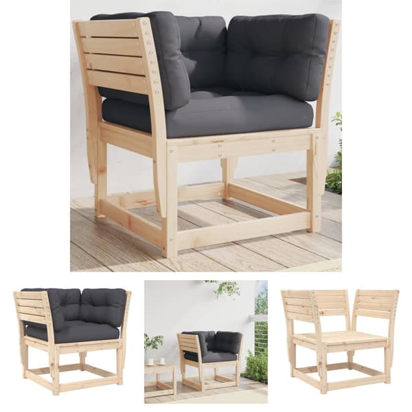 The Living Store Trädgårdssoffa med armstöd och dynor massiv furu - Utesoffor
