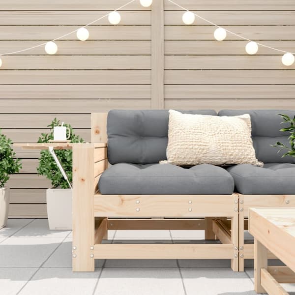 The Living Store sofamodul til haven med hynde massivt fyrretræ -  Udendørs sofaer