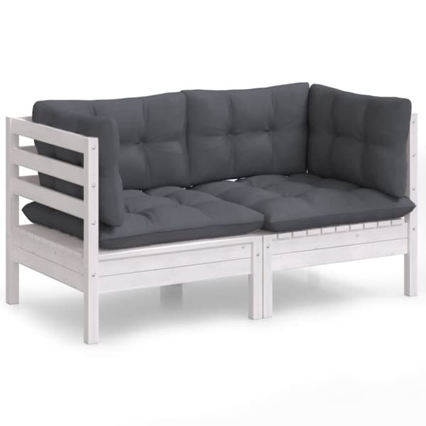Udendørs sofaer - Living 2-personers havesofa med antracitgrå hynder massivt fyrretræ
