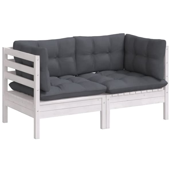 Udendørs sofaer - Living 2-personers havesofa med antracitgrå hynder massivt fyrretræ