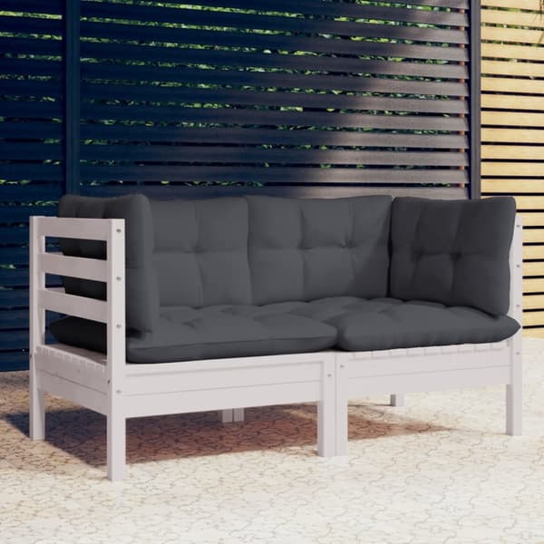 Udendørs sofaer - Living 2-personers havesofa med antracitgrå hynder massivt fyrretræ