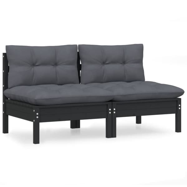 Udendørs sofaer - Living 2-personers havesofa med antracitgrå hynder massivt fyrretræ