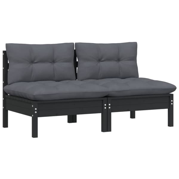 Udendørs sofaer - Living 2-personers havesofa med antracitgrå hynder massivt fyrretræ