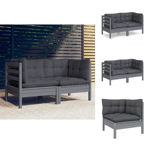 Udendørs sofaer - Living 2-personers havesofa med antracitgrå hynder massivt fyrretræ