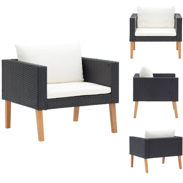 Udendørs sofaer - Living 1-personssofa med hynder polyrattan sort