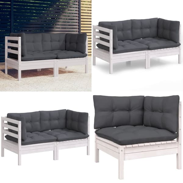 2-personers havesofa med antracitgrå hynder massivt fyrretræ - 2-personers Havesofa - 2-personers Havesofaer - Home & Living