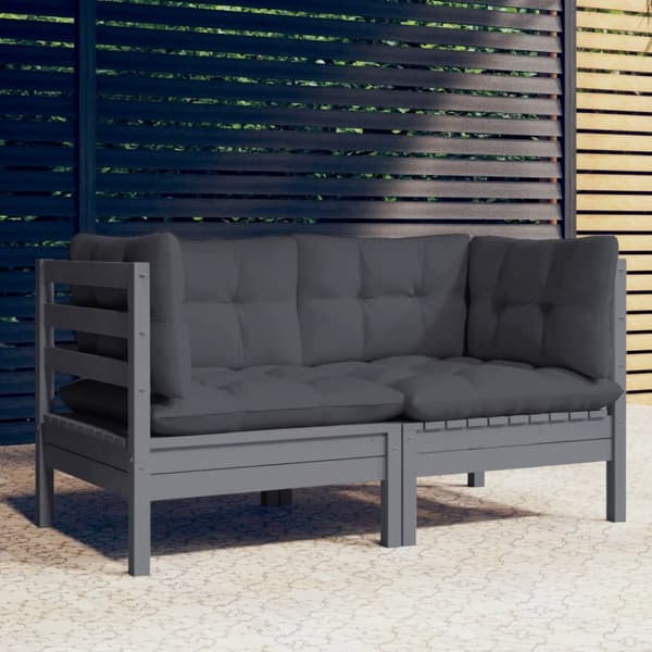 2-personers havesofa med antracitgrå hynder massivt fyrretræ - 2-personers Havesofa - 2-personers Havesofaer - Home & Living
