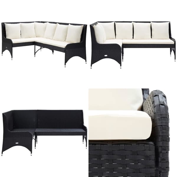 Hjørnesofaer til haven 2 stk. Polyrattan sort - Havesofa - Havesofaer - Home & Living