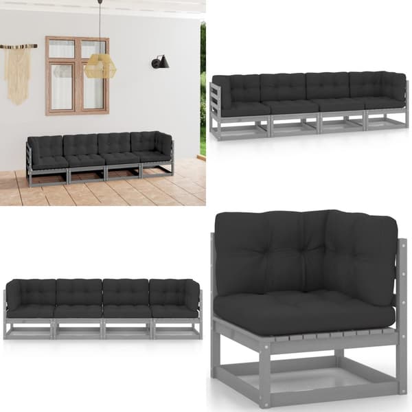 4-personers havesofa med hynder massivt fyrretræ - Havesofa - Havesofaer - Home & Living