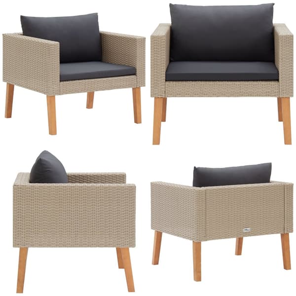 Trädgårdsfåtölj med dynor konstrotting beige - Utomhussoffa - Soffset - Home & Living