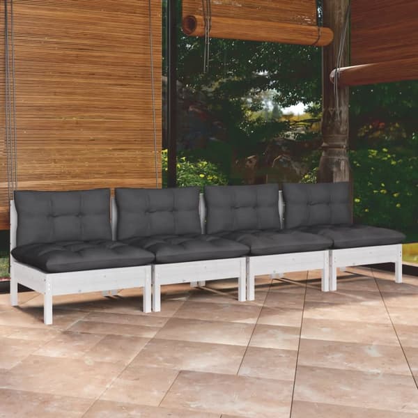 4-personers havesofa med antracitgrå hynder massivt fyrretræ - 4-personers Havesofa - 4-personers Havesofaer - Home & Living